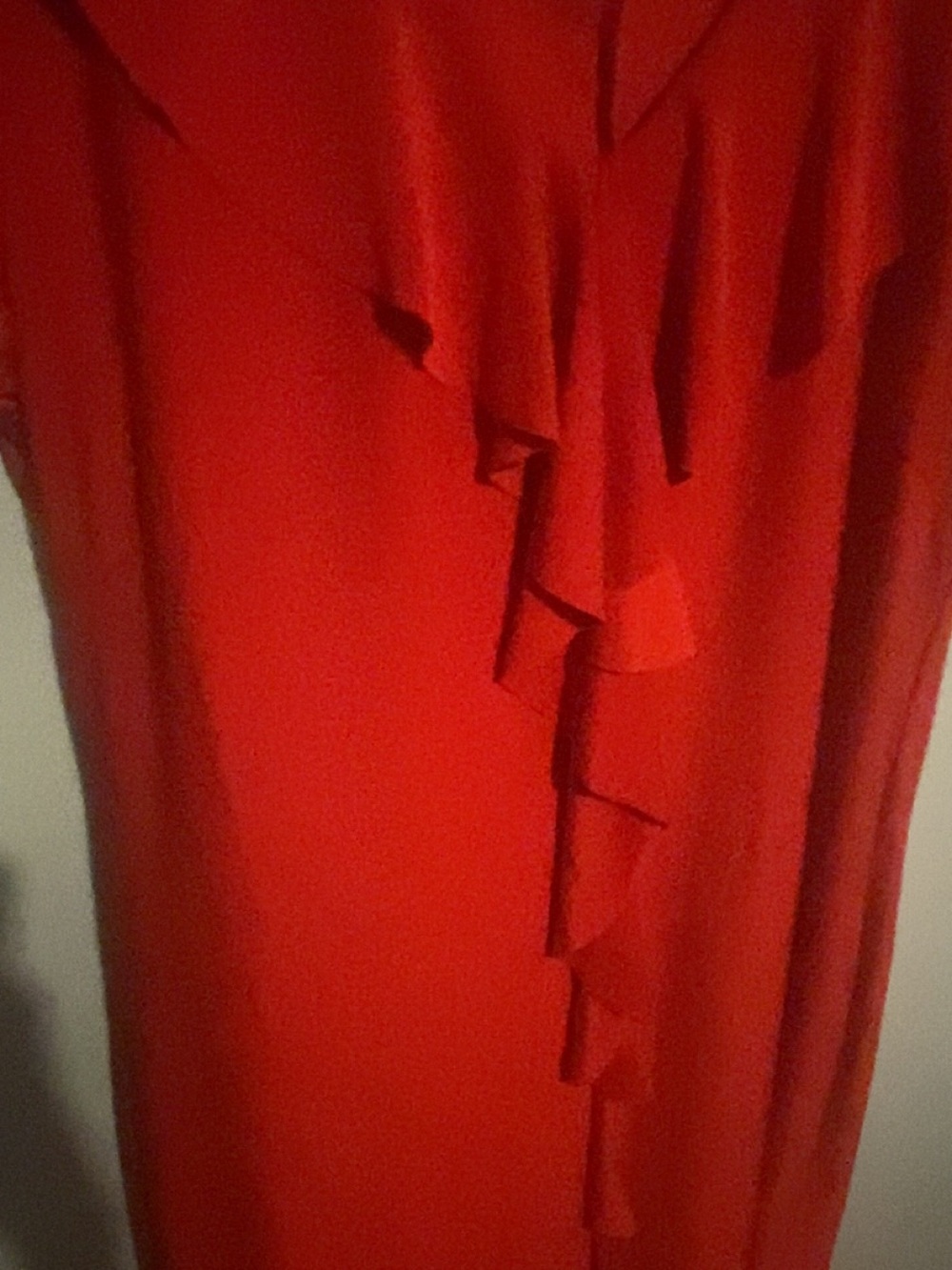 Women's Red Ruffle V-Neck Top - Picture 2 of 6
